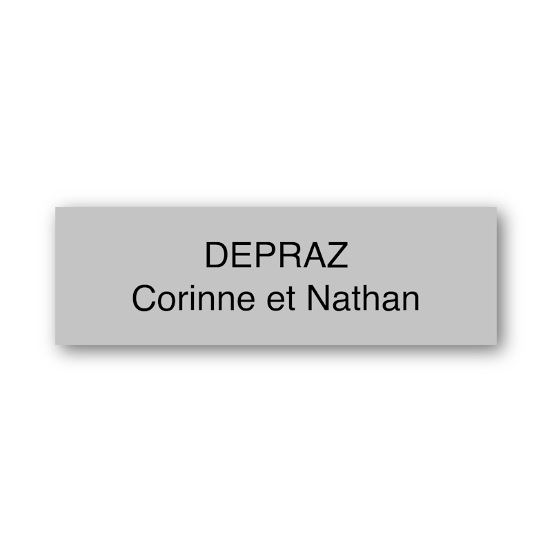 Plaquette de boîte aux lettres personnalisable en plastique gris et texte noir