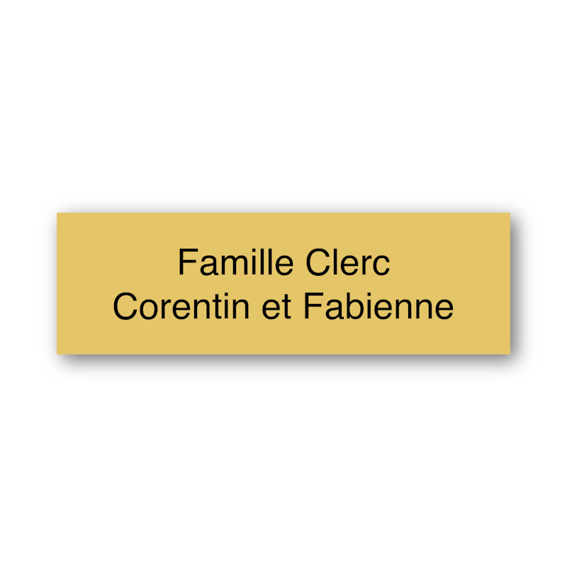 Plaquette de boîte aux lettres personnalisable en plastique or et texte noir