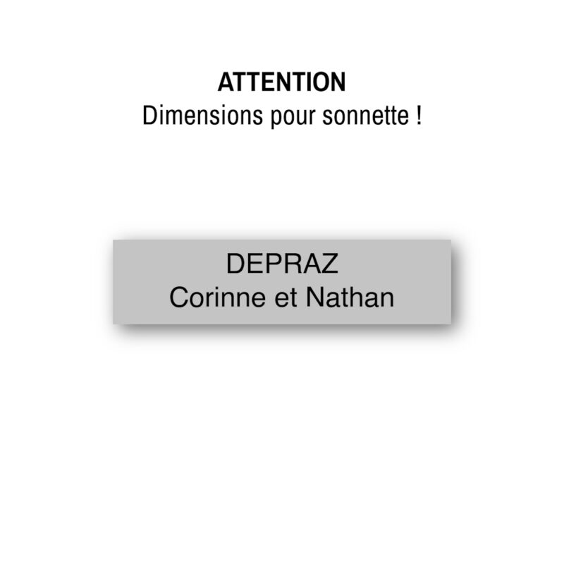 Plaquette de sonnette personnalisable en plastique gris et texte noir