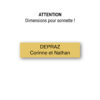 Plaquette de sonnette personnalisable en plastique or et texte noir